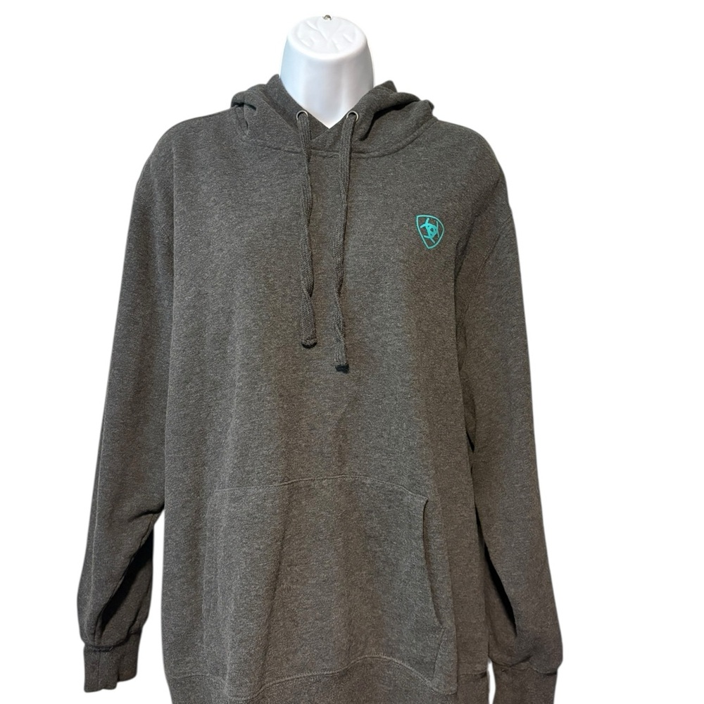 Ariat Women’s Long Sleeve Hoodie Gray with Teal Logo XXL